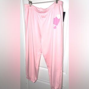 Comfy Women’s Pink Jogging Pants with hearts new with tags size 19